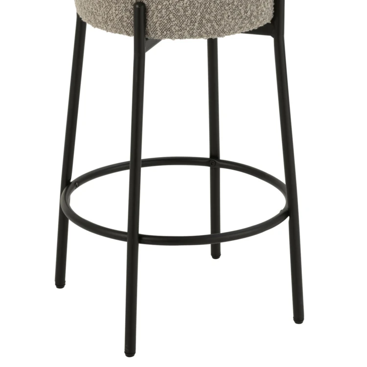 Barhocker aus Bouclé-Stoff und Metall