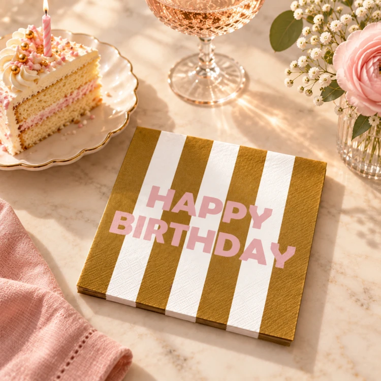 Servilletas de papel estampadas Happy Birthday - lote de 20