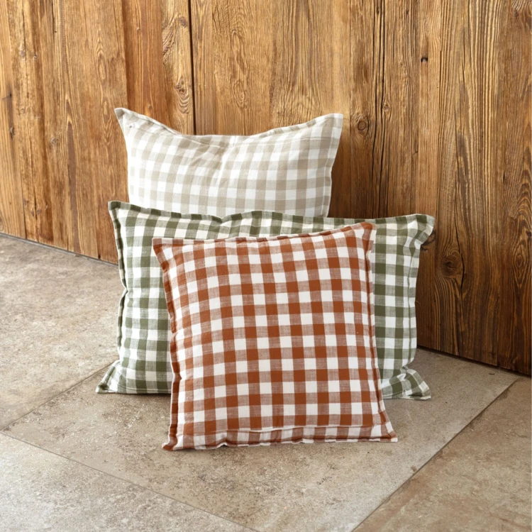 Copricuscino 100% cotone double-face a righe e percalle LOURMARIN