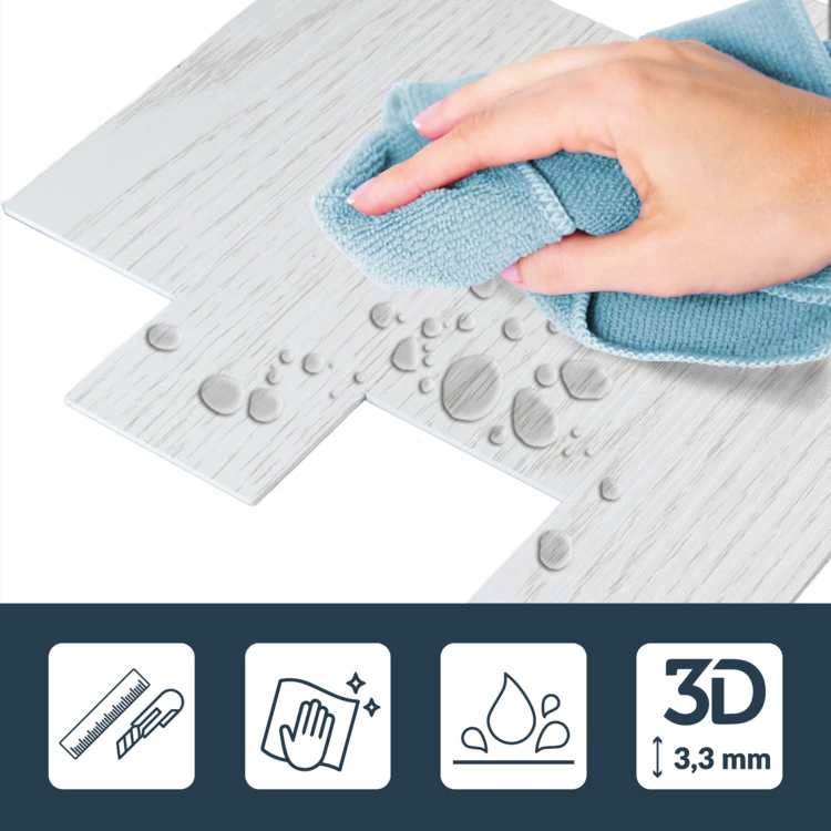 Set van 4 zelfklevende 3D-wandpanelen met houteffect