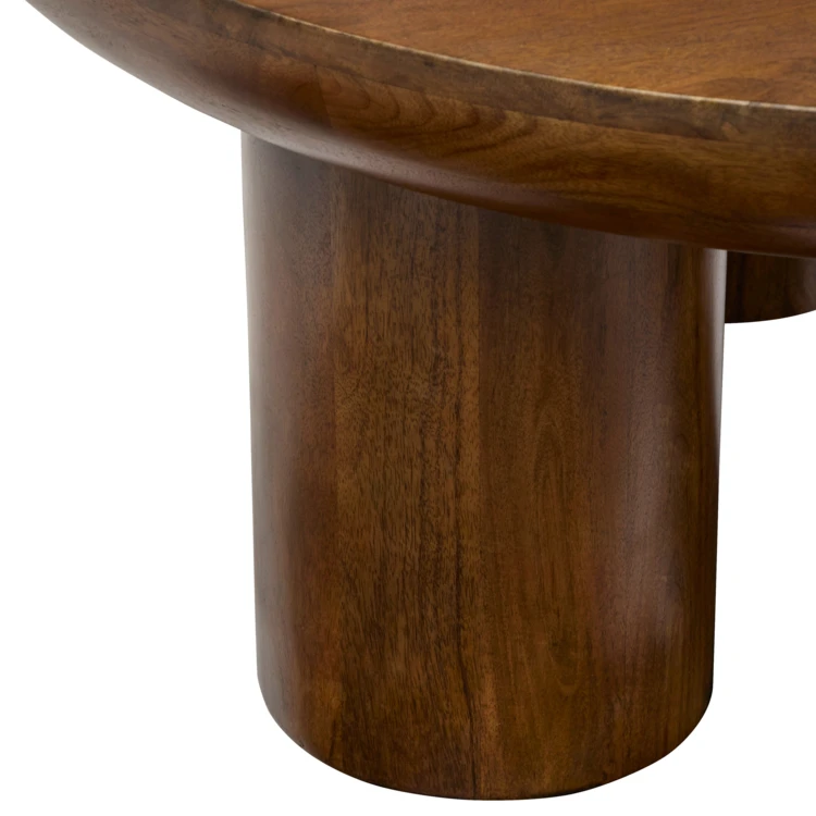 Table basse ronde en bois massif pieds cylindriques