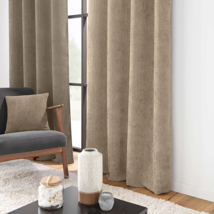 Rideau à œillets en velours chenille