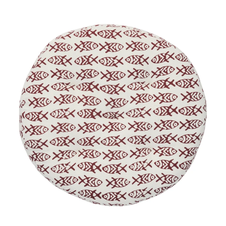 Galette de chaise ronde 100% coton poisson Indien MADAM STOLTZ