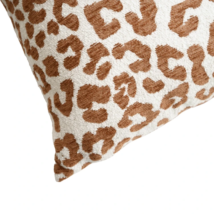 Almofada decorativa quadrada em jacquard de chenille com padrão de leopardo