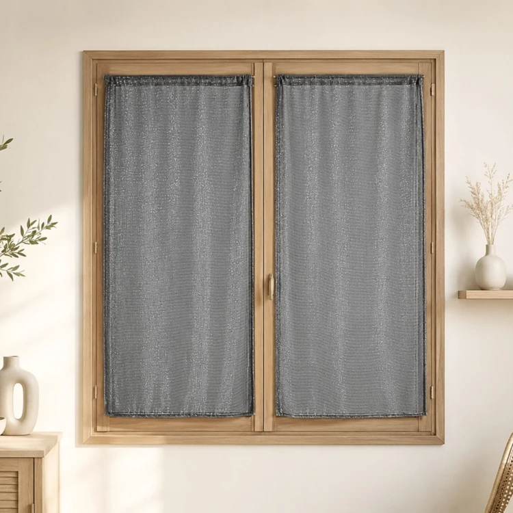 Par de visillos para ventanas con efecto de malla y hilos de lurex