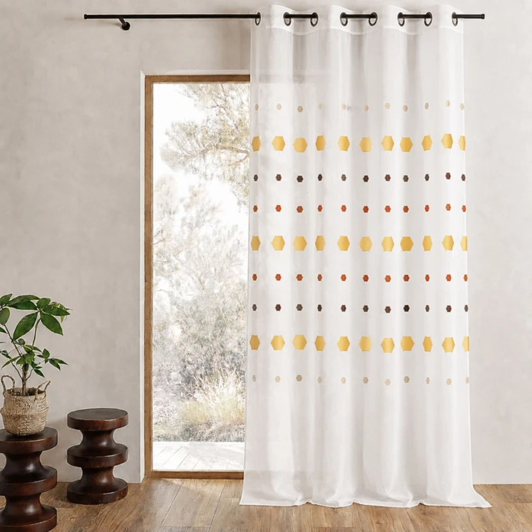 Visillos jacquard con estampado hexagonal
