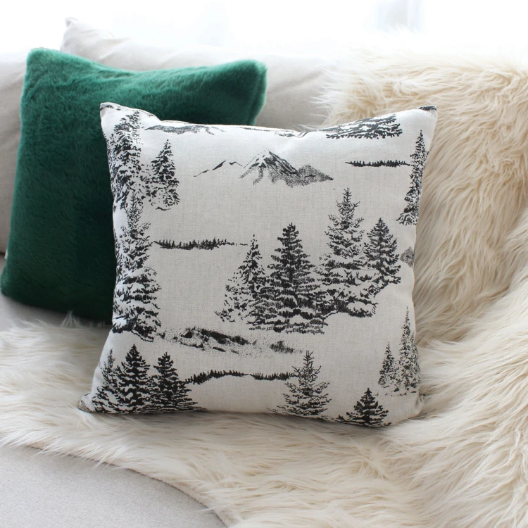 Coussin décoratif déhoussable style montagne