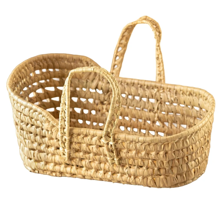 Culla in vimini vintage per bambole