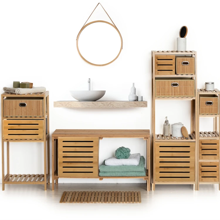 Panier de rangement en bambou naturel