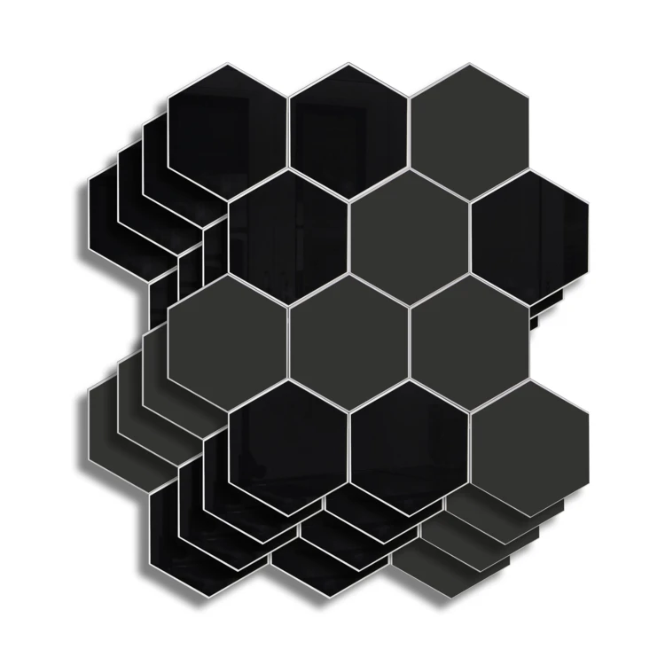 Lot de 4 crédences adhésives murales 3D effet carrelage hexagonal