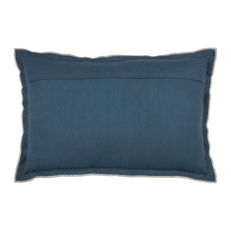 Coussin coton volant plat feston noir
