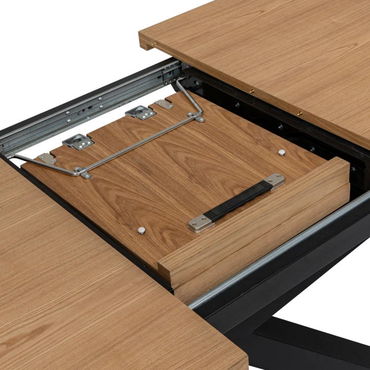 Table à manger extensible aspect bois avec piètement croisé
