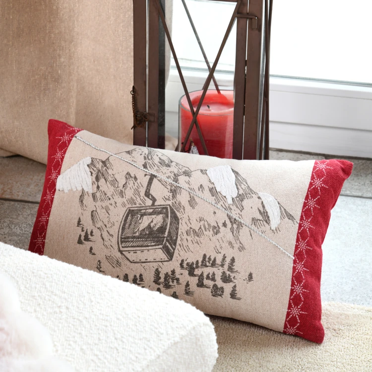 Coussin déco montagne télécabine