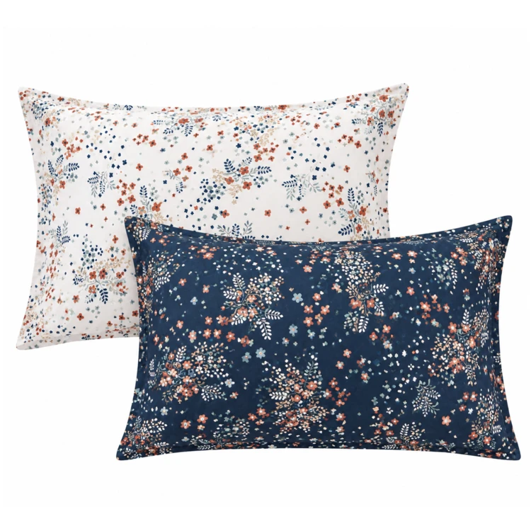 Funda de almohada de algodón satinado de 110 hilos con diseño floral