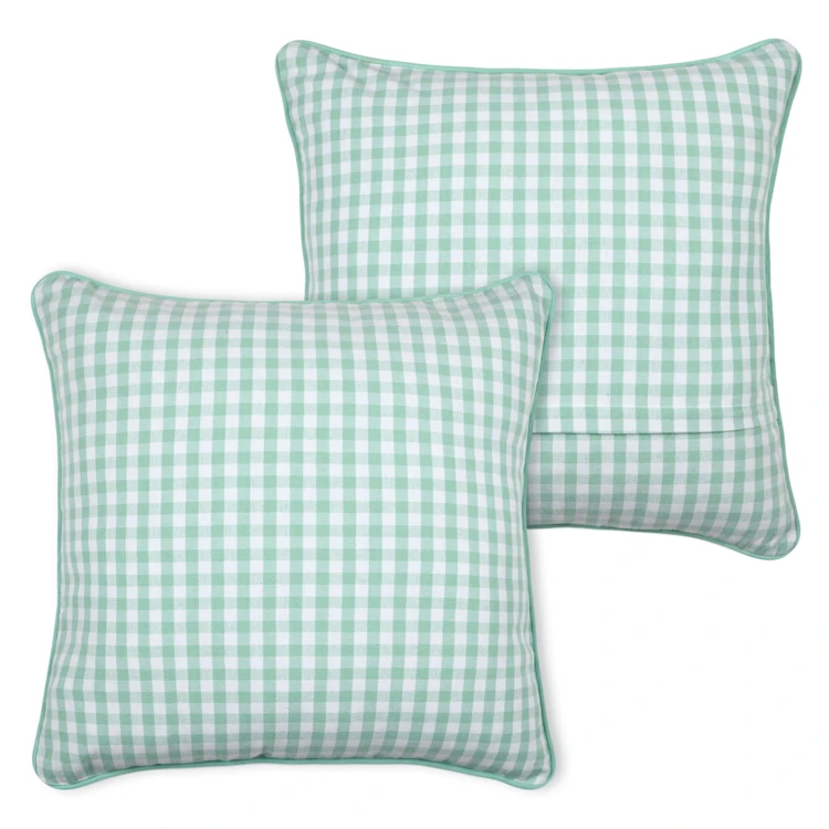 Coussin décoratif motif vichy en polycoton