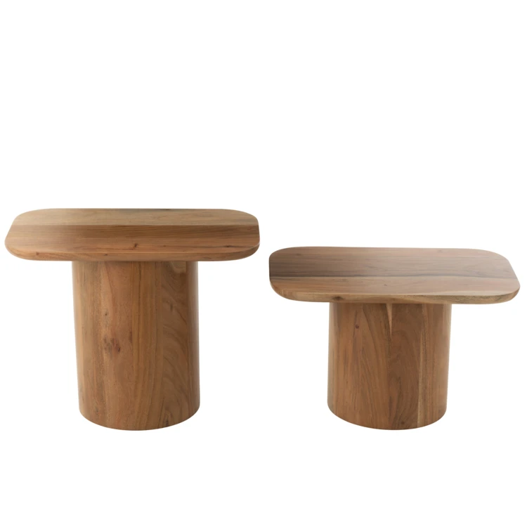Conjunto de 2 mesas de centro de madera de acacia