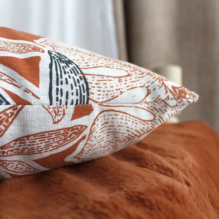 Coussin décoratif déhoussable motif feuillage tropical