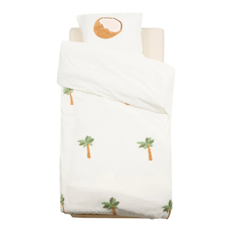 Parure de lit enfant 2 pièces coton tufté palmier housse + taie