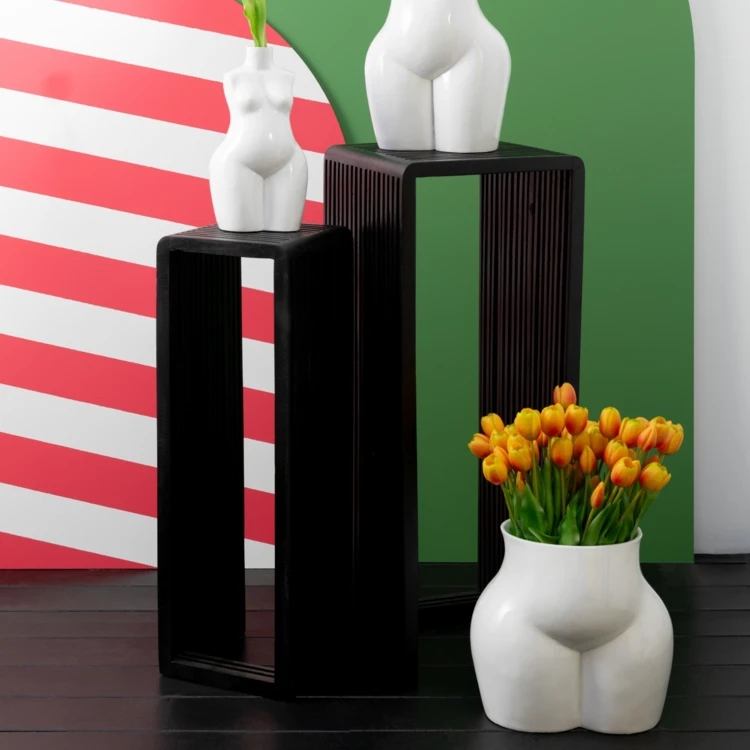 Meuble console gigogne cubique en teck lot de 2
