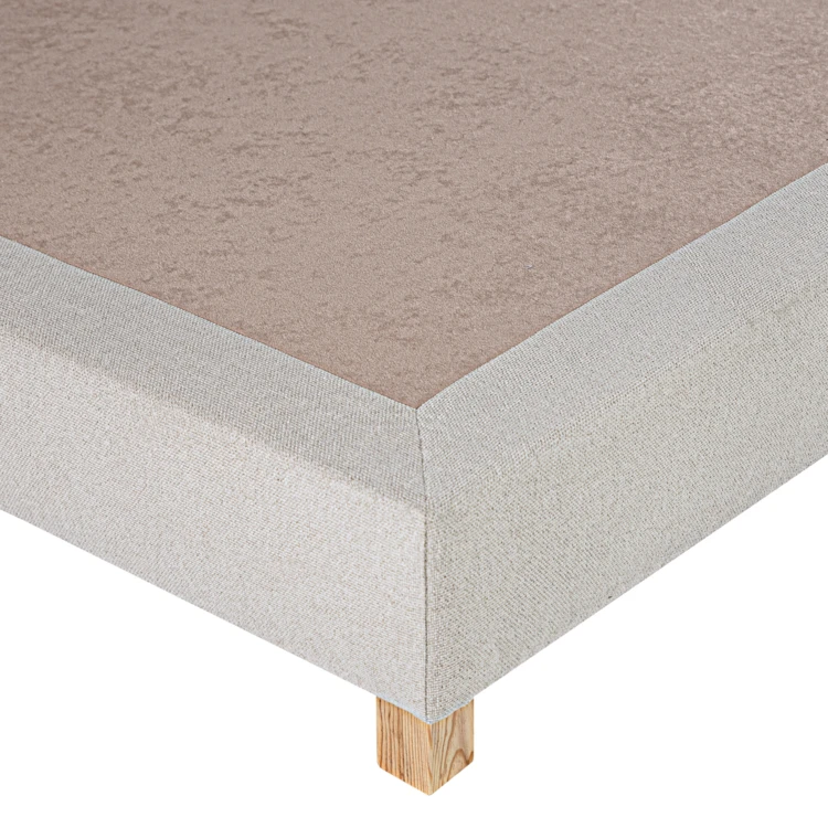 Sommier tapissier bois massif beige avec pieds
