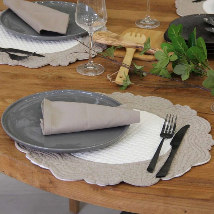 Set de table rond lavable matelassé coton