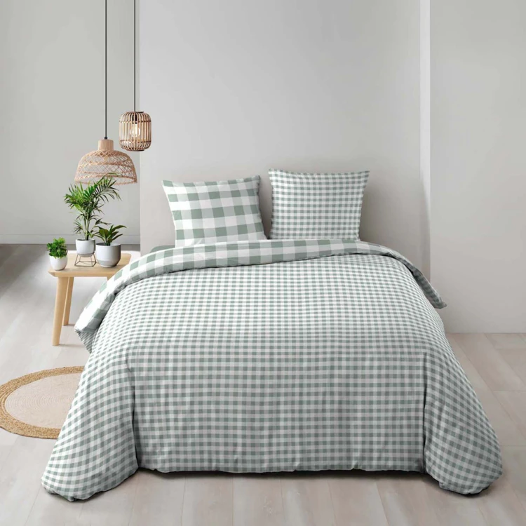 Juego de cama de 3 piezas de algodón a cuadros funda + fundas de almohada
