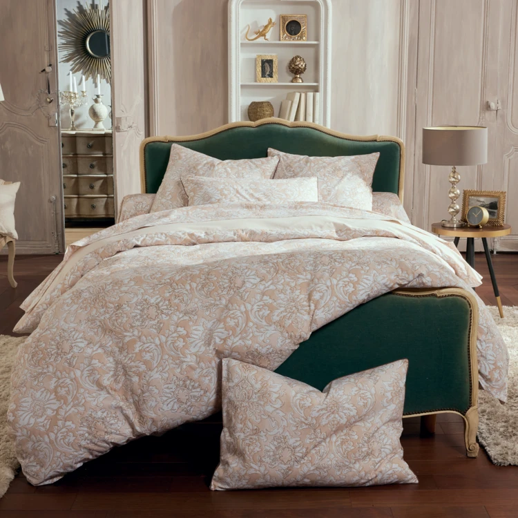 Parure de lit 3 pièces percale de coton ornemental classique housse + taies