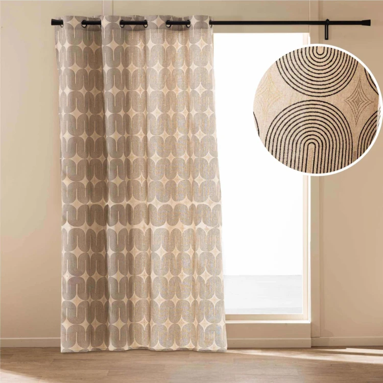 Ösenvorhang aus Polycotton mit Metallic-Muster