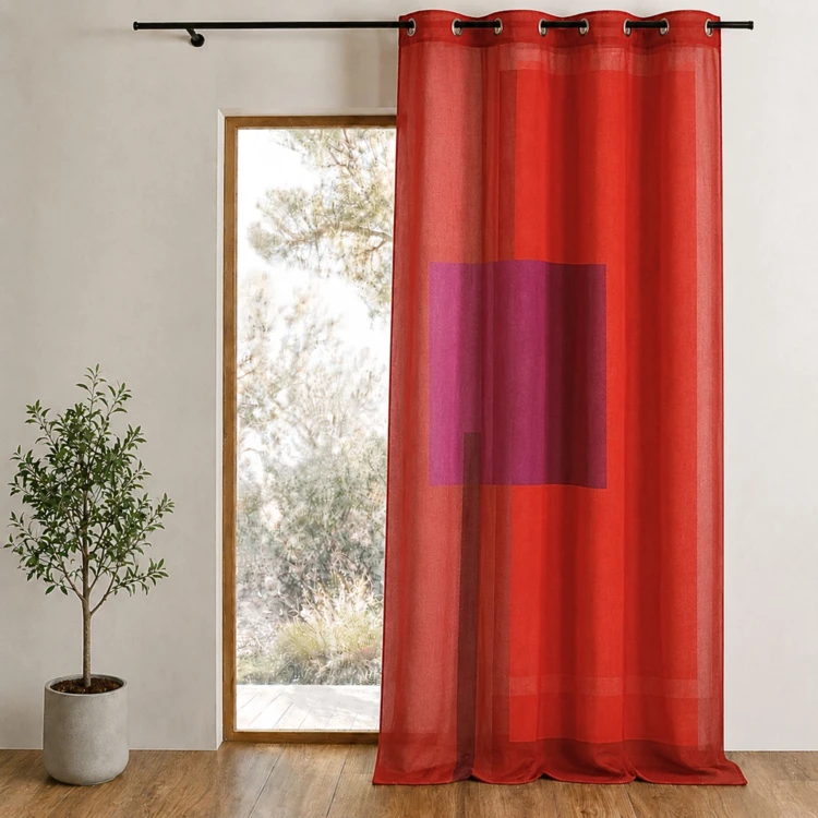 Voile estampado com motivos gráficos