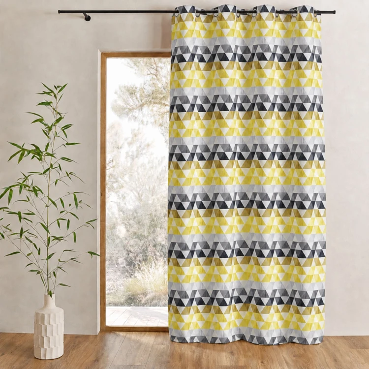 Rideau jacquard tamisant motifs triangles