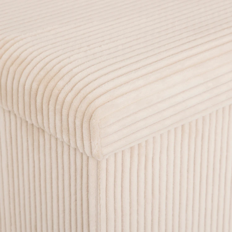 Pouf pliable double effet velours côtelé avec rangement intégré