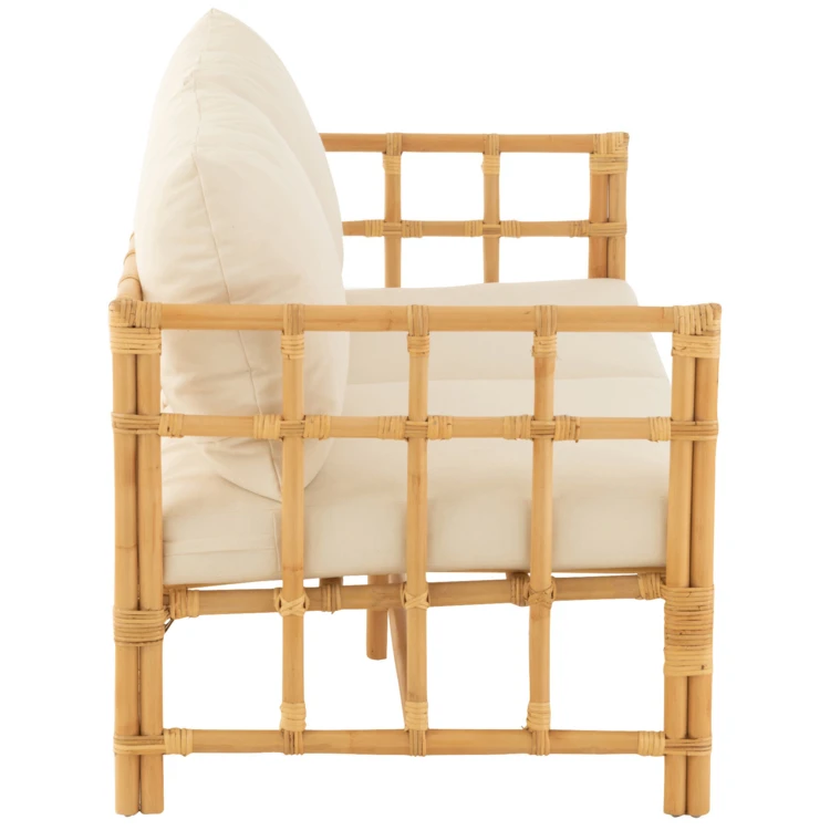 Divano a due posti in rattan con cuscini