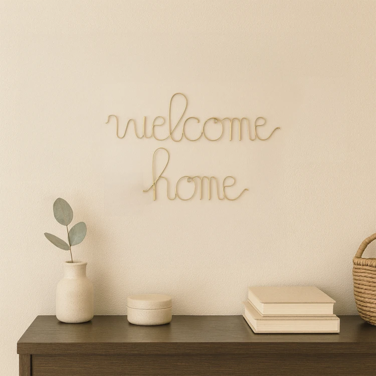 Wort Messingdraht "WELCOME HOME"