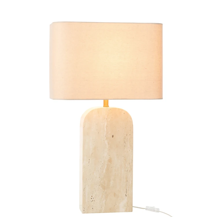 Travertin Tischlampe mit Stoffschirm