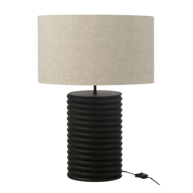 Tischlampe aus Holz mit Stoffschirm