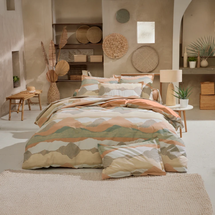 Taie de traversin percale de coton paysage abstrait