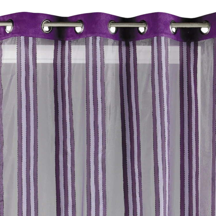 Cortina de organza transparente con rayas verticales