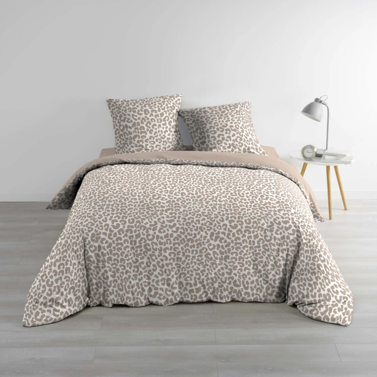 Set da letto a 3 pezzi in cotone al 100% con stampa leopardata: copripiumino + federe