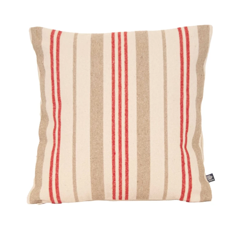 Coussin décoratif matelassé à rayures en toile canevas