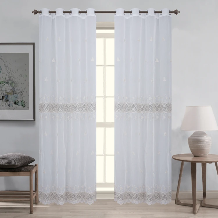 Par de visillos de macramé para puerta acristalada