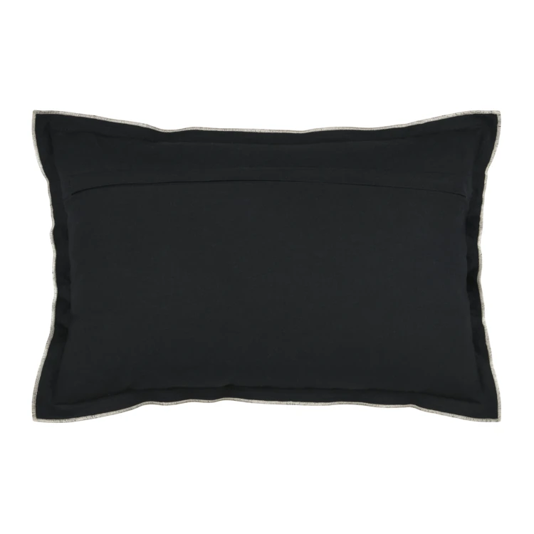 Coussin coton volant plat feston noir