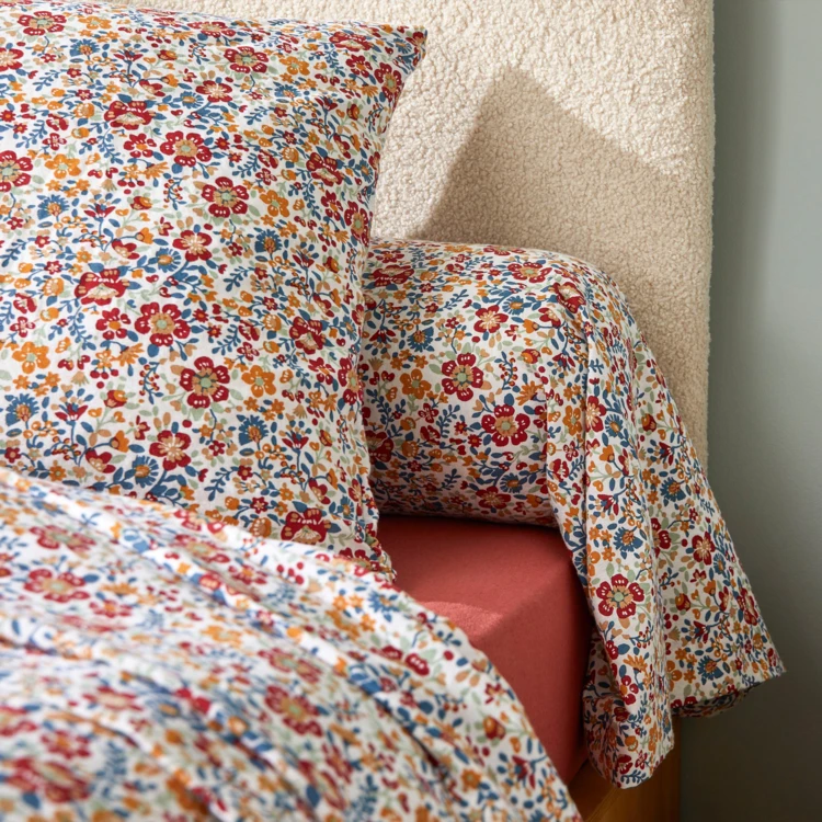 Parure de lit 2 pièces flanelle de coton floral housse + taie