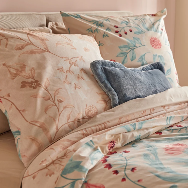Set da letto a 3 pezzi in cotone reversibile con motivi floreali