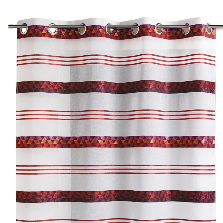 Cortina de jacquard com riscas geométricas