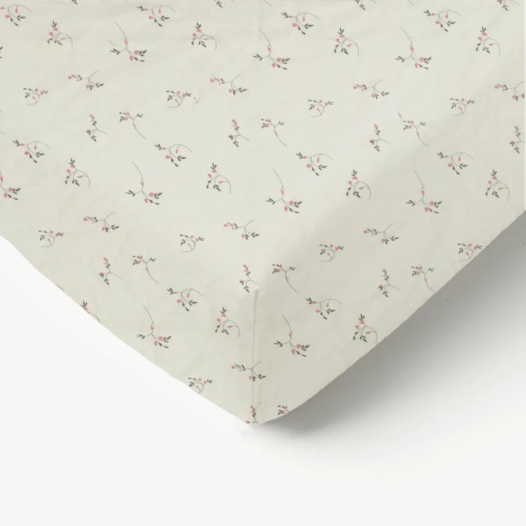Drap-housse bébé en jersey 100% coton extensible fleurs