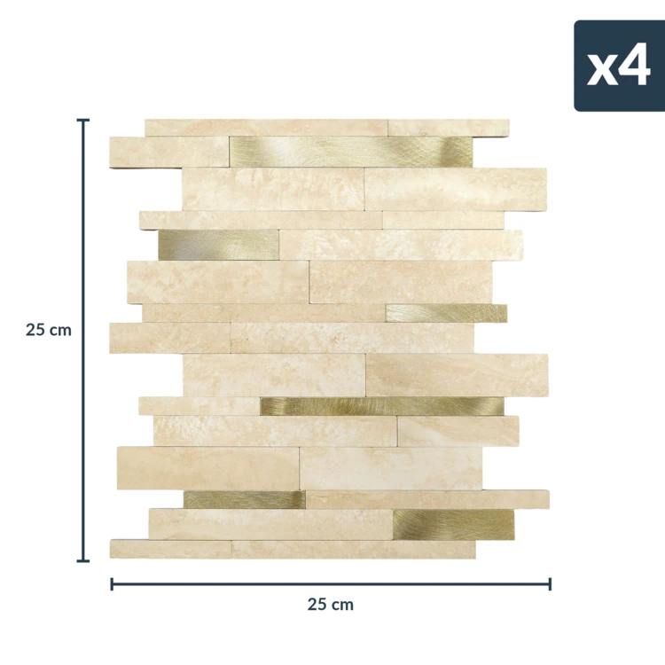 4er-Set selbstklebende 3D-Wanddekorationen mit Lamellenmuster