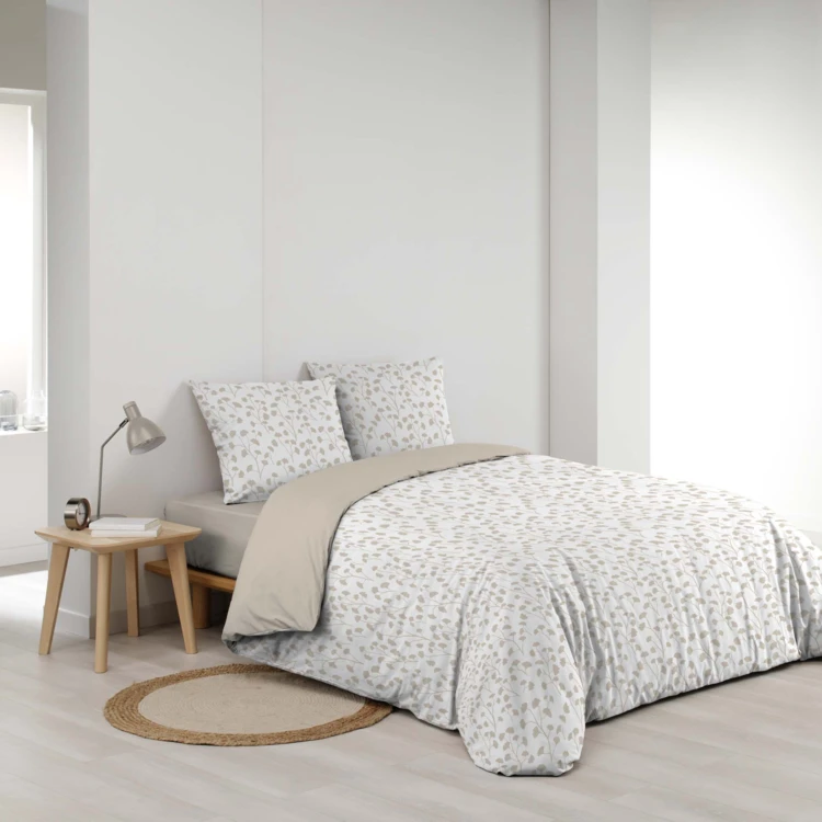 Juego de cama de 3 piezas de algodón con diseño de hojitas funda + fundas de almohada
