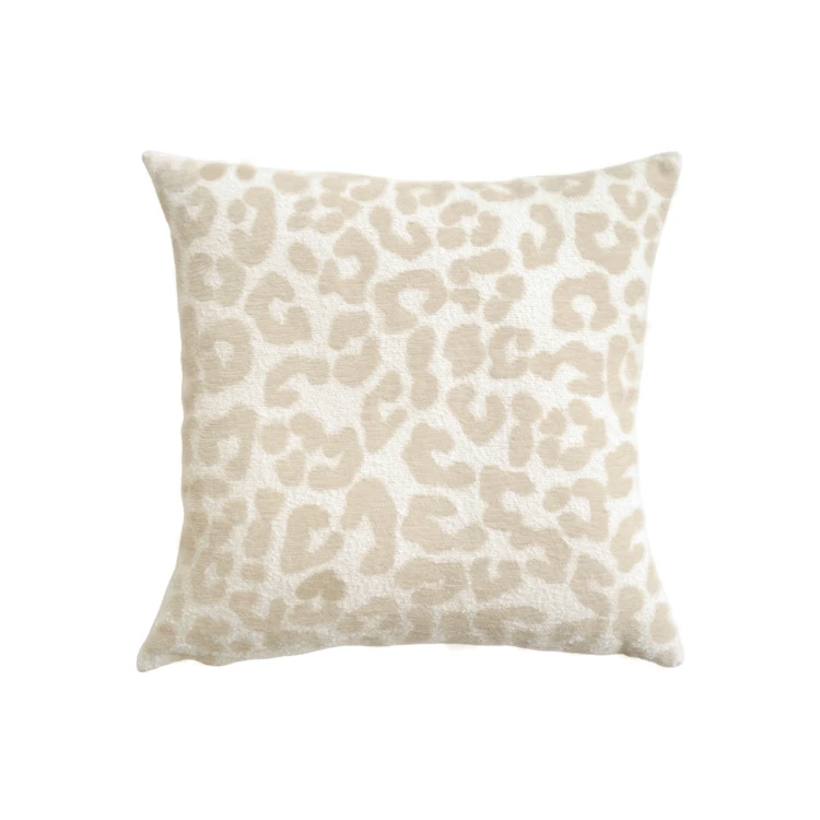 Almofada decorativa quadrada em jacquard de chenille com padrão de leopardo