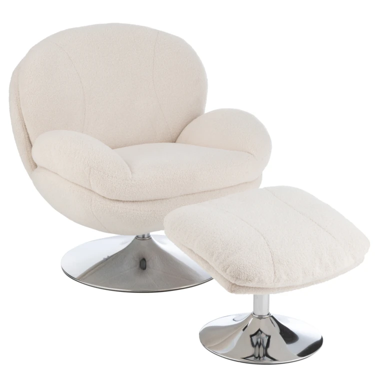 Fauteuil relax et repose pied effet velours texturé