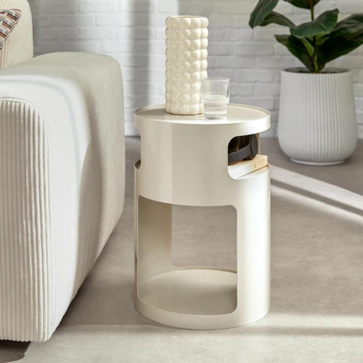 Table d’appoint ronde avec niches de rangement